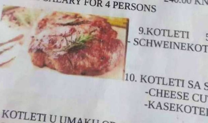 Jelovnik ovog restorana nasmijao je cijelu regiju, morate vidjeti kako su preveli "mesna plata"