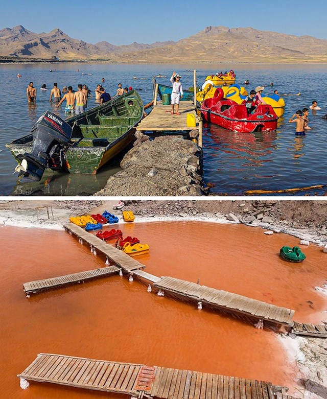 11. Jezero Urmia poprimilo je crvenu boju i očekuje se da će se isušiti.
