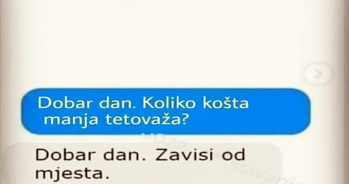 Raspitivao se o cijeni tetovaže preko Fejsa, morate vidjeti u kojem smjeru je razgovor otišao