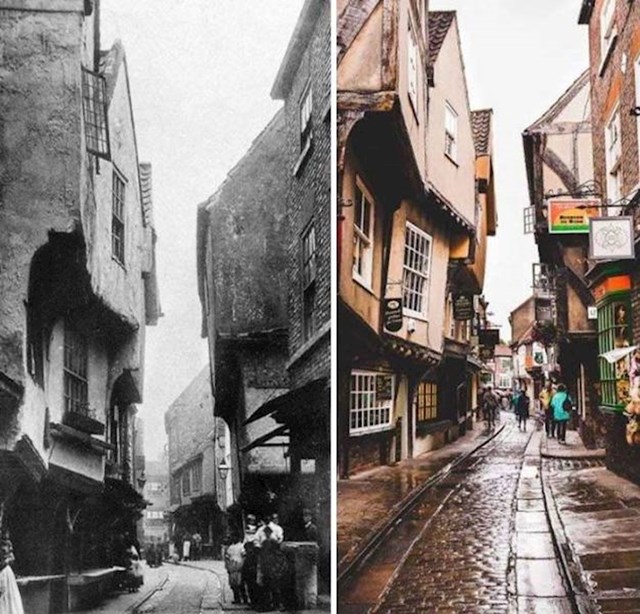 1. Ova londonska ulica poslužila je kao inspiracija za Zakutnu ulicu iz filmova o Harryju Potteru. Lijevo je fotografija iz kasnih 1800-ih, a lijevo današnja fotka.