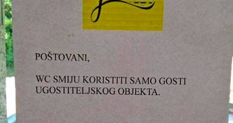 Netko je pronašao urnebesan engleski prijevod obavijesti na jednom lokalu i nasmijao društvene mreže