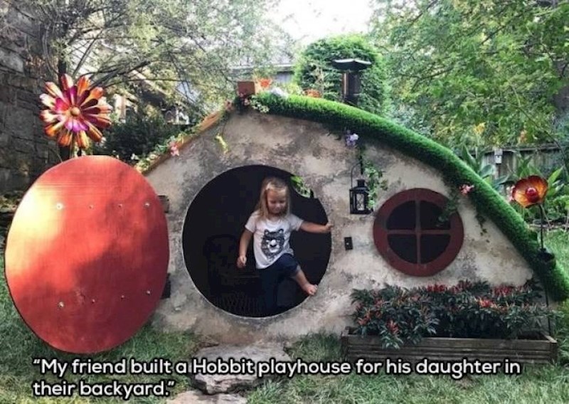 4. Napravili su kćerkici malu hobit kućicu u dvorištu