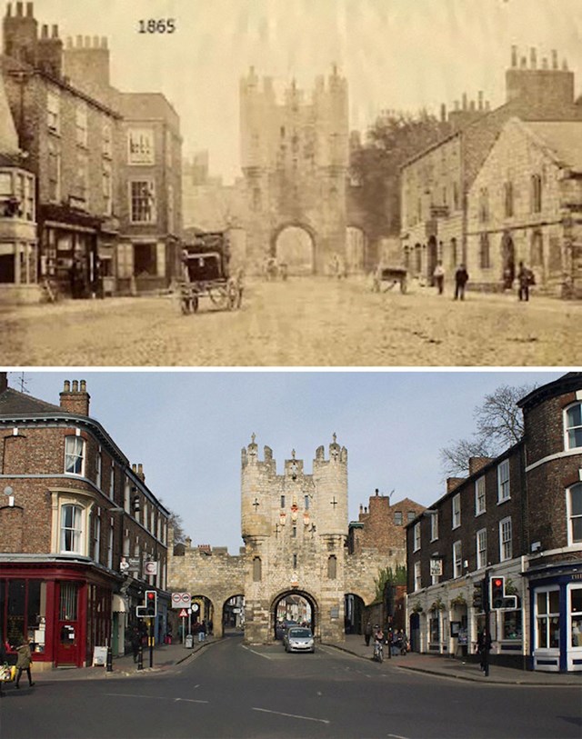 12. Glavni ulaz u engleski grad York, snimljen 1865. i 2015.
