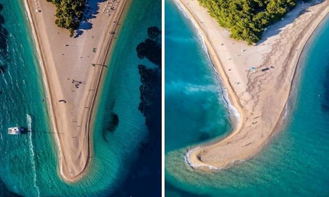 Plaža Zlatni Rat na Braču mijenja oblik ovisno o vjetru.