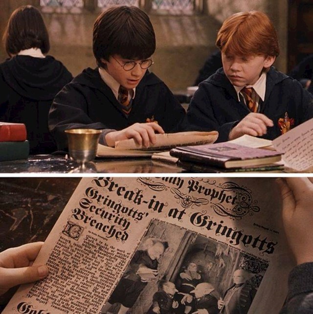 2. U Harryju Potteru i Kamenu mudraca, Harry kaže Ronu da je provaljeno u trezor 713. Ali članak u novinama uopće ne spominje broj trezora.🧐