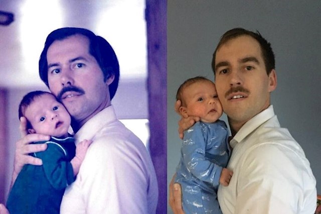 "Rekreirao sam fotku koju je moj tata fotkao sa mnom sa svojim sinom."