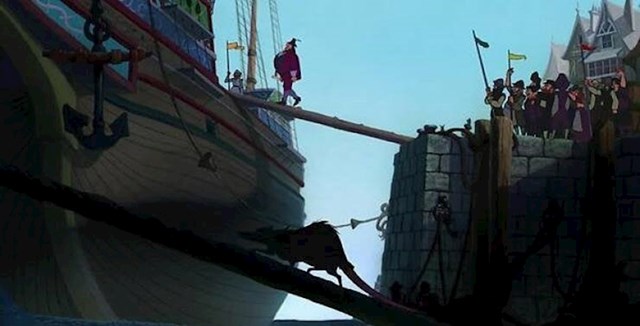 4. U Pocahontas, vidimo da se štakor ukrcava na brod u isto vrijeme kad i guverner Ratcliffe, što sugerira da je njegov karakter loš dok još uopće ne znamo ništa drugo o liku