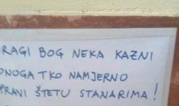 Predstavnik stanara ostavio je poruku za lopova koji uzima žarulje iz zajedničkog hodnika, hit je