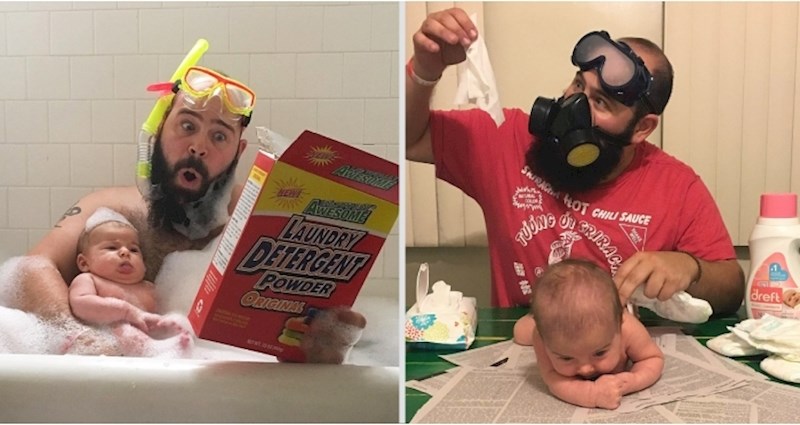 15 fotki duhovitog tate i njegove bebe u presmiješnim situacijama