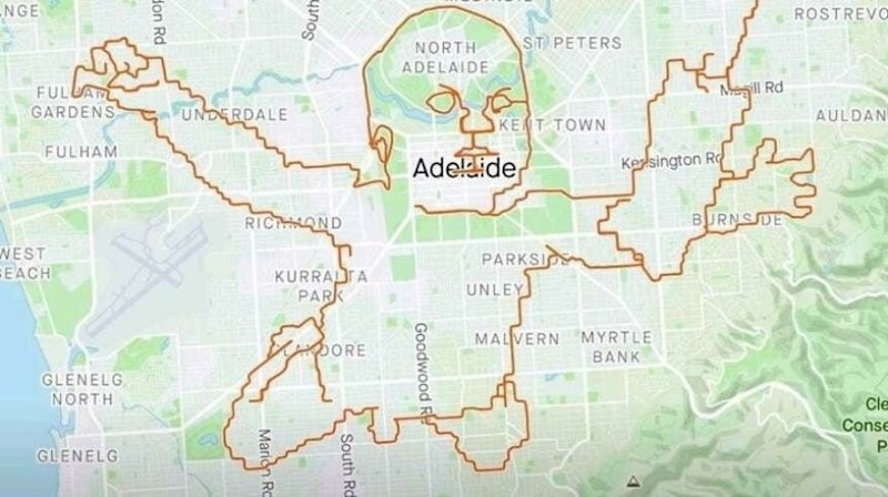 2. Biciklist je odlučio proći rutu kojom će iscrtati oblik bebe sa omota Nirvaninog albuma Nevermind