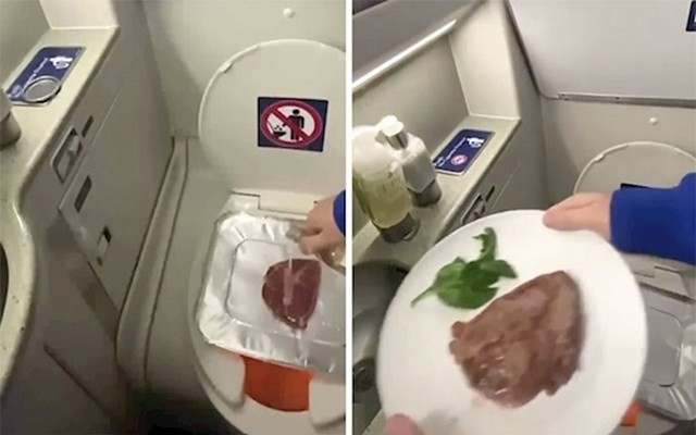 13. Priprema odrezak na wc školjci u avionu