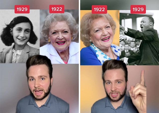 6. Da je Anne Frank još živa, i dalje bi bila 7 godina mlađa od Betty White. Martin Luther King također.