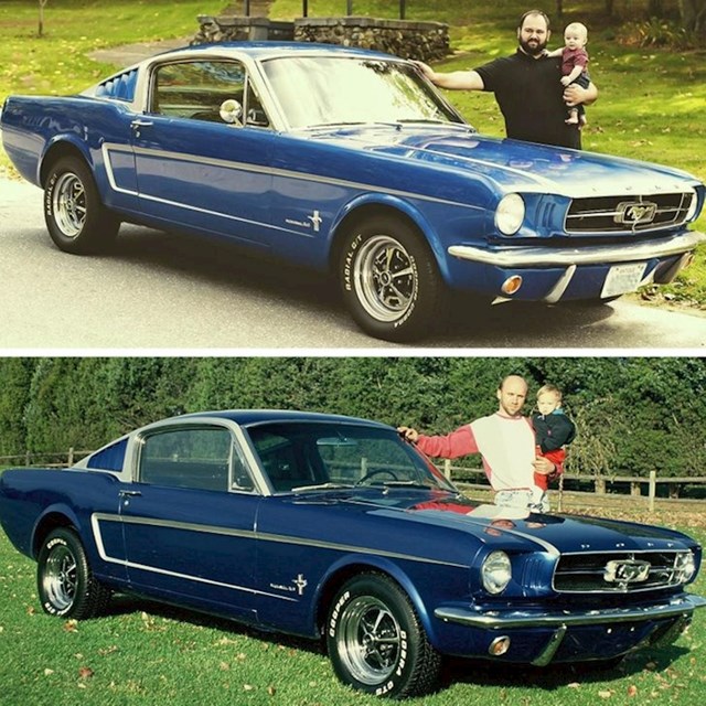 20. Moj tata i ja s njegovim autom. 25 godina kasnije, s istim autom poziramo moj sin i ja. 😁