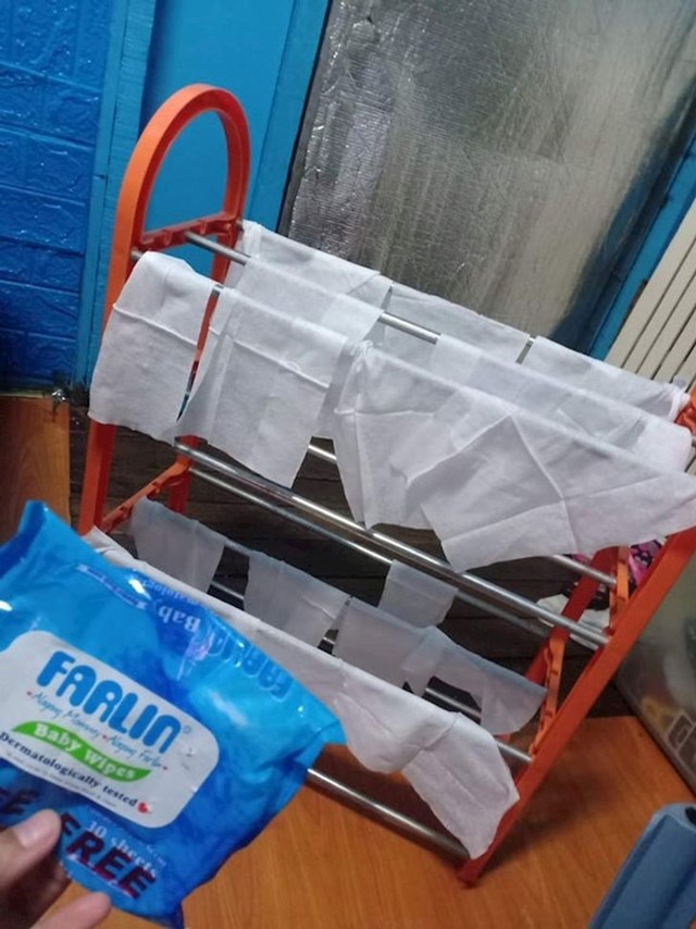 5. Ovaj je klinac odlučio posušiti vlažne maramice.🤣
