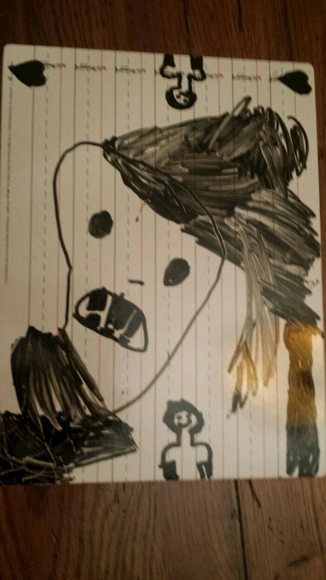 1. "Dijete mi je nacrtalo ovo i reklo da je to čudovište koje me uvijek prati, ali ga ja ne mogu vidjeti."
