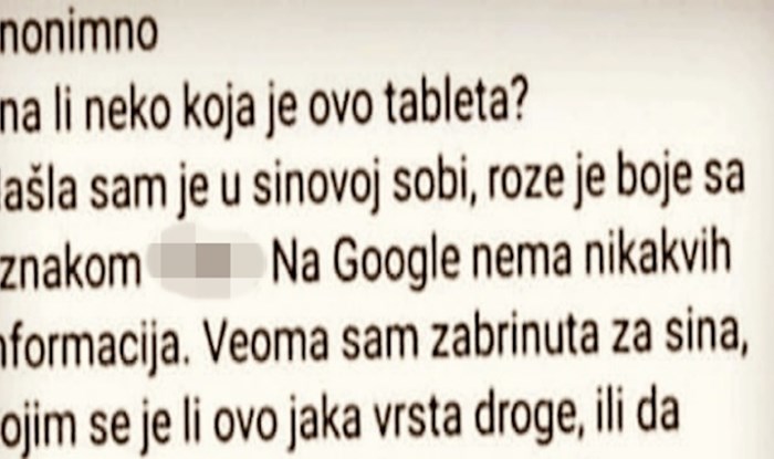 Raspitivala se o sumnjivoj tableti koju je pronašla kod sina, morate vidjeti o čemu se zapravo radi