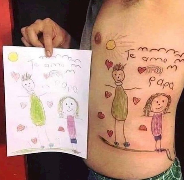 11. Tata je tetovirao crtež svojeg djeteta.