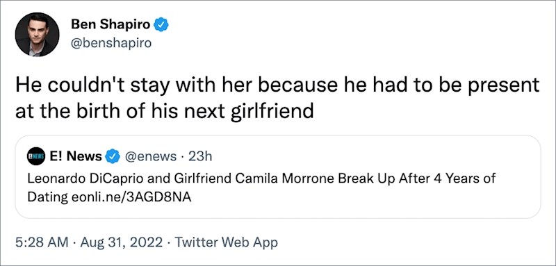 Nije mogao ostati s njom jer treba biti prisutan na rođenju svoje nove djevojke.