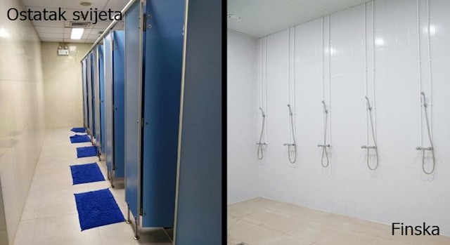 7. Tuševi u Finskoj nemaju zavjese.