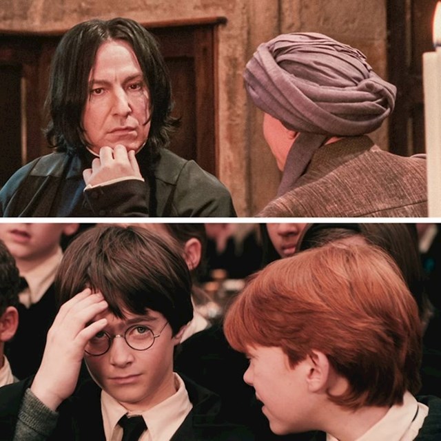 11. U Harryju Potteru i Kamenu mudraca, dobivamo dojam da Harryja ožiljak počne peći kad ga profesor Snape pogleda. Ali zapravo je to zbog Voldemorta koji se krije sa stražnje strane glave profesora Quirrella.