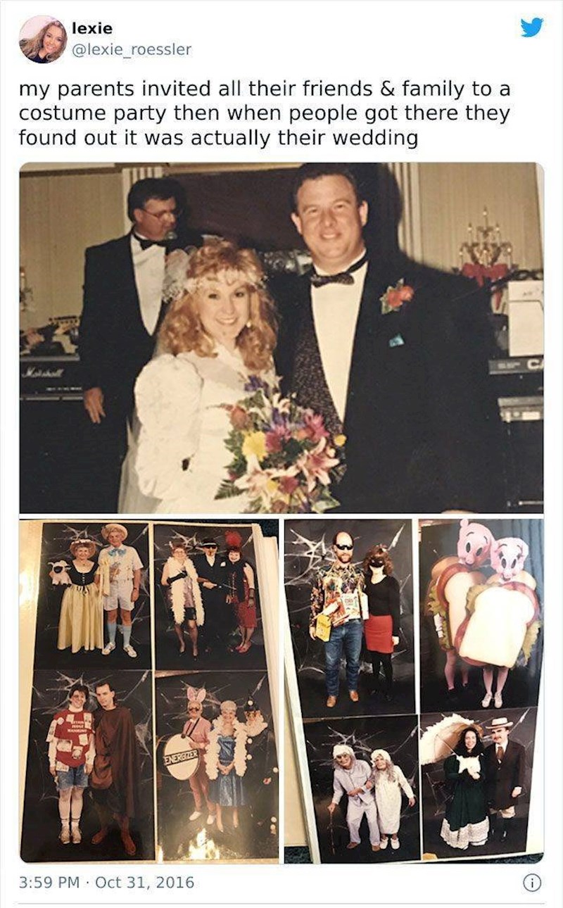 6. Pozvali su svoje prijatelje i obitelj na kostimiranu zabavu, a gosti su, tek nakon što su se pojavili, shvatili da se radi o vjenčanju