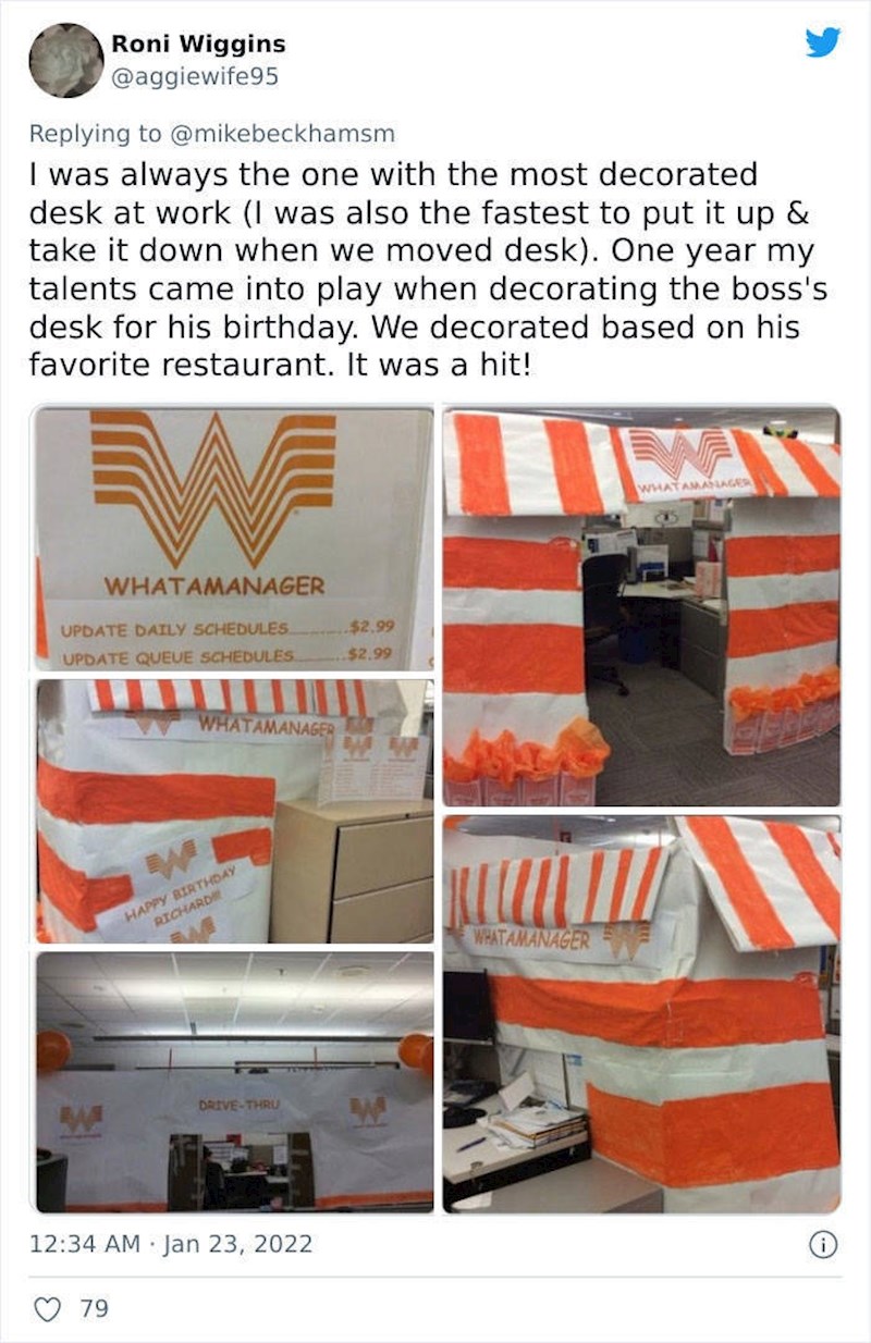 2. "Moj stol na poslu uvijek je bio najbolje uređen i zato je bilo logično da ja uredim šefov stol povodom njegovog rođendana. Evo rezultata!"