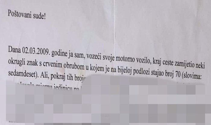 Uhvaćen je kako motorom juri 180km/h, pa je sudu poslao suludu pritužbu u kojoj traži natrag vozačku