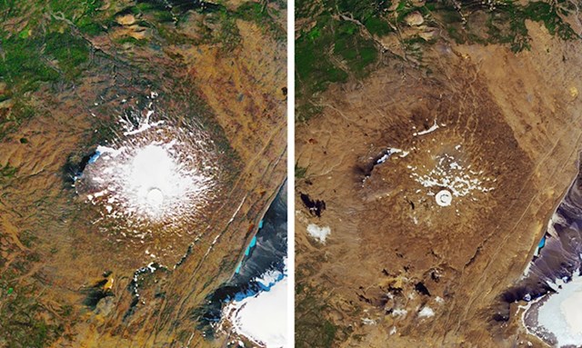 5. Islandski glečer Okjokull koji se otopio u samo nekoliko godina.