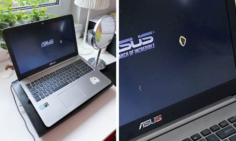 3. Moja sestra se šminkala na prozoru i reflekcija od odgledala napravila je ovu rupu na ekranu laptopa...