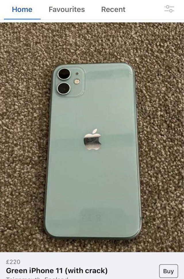 9. Prodaje oštećeni zeleni iPhone 11 za više od 200 funti