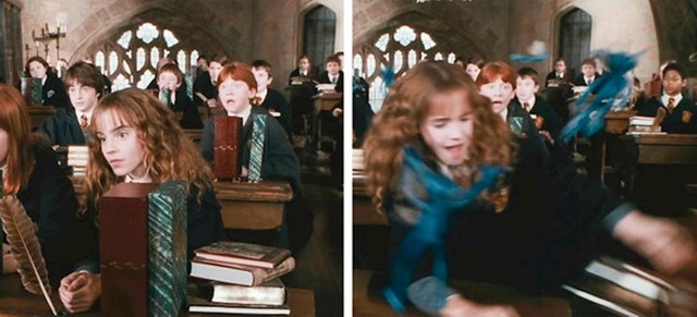 10. Kada profesor Lockhart oslobodi vilenjake, Hermiona odmah baci svoje knjige na tlo, jer zna da će vilenjaci razbiti i uništiti sve što ugledaju.