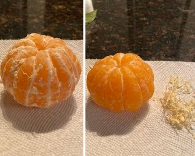 1. "Ovako moja žena oguli mandarinu."