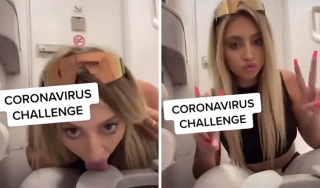 6. Ova influencerica polizala je wc dasku pokušavajući pokrenuti "koronavirus izazov".
