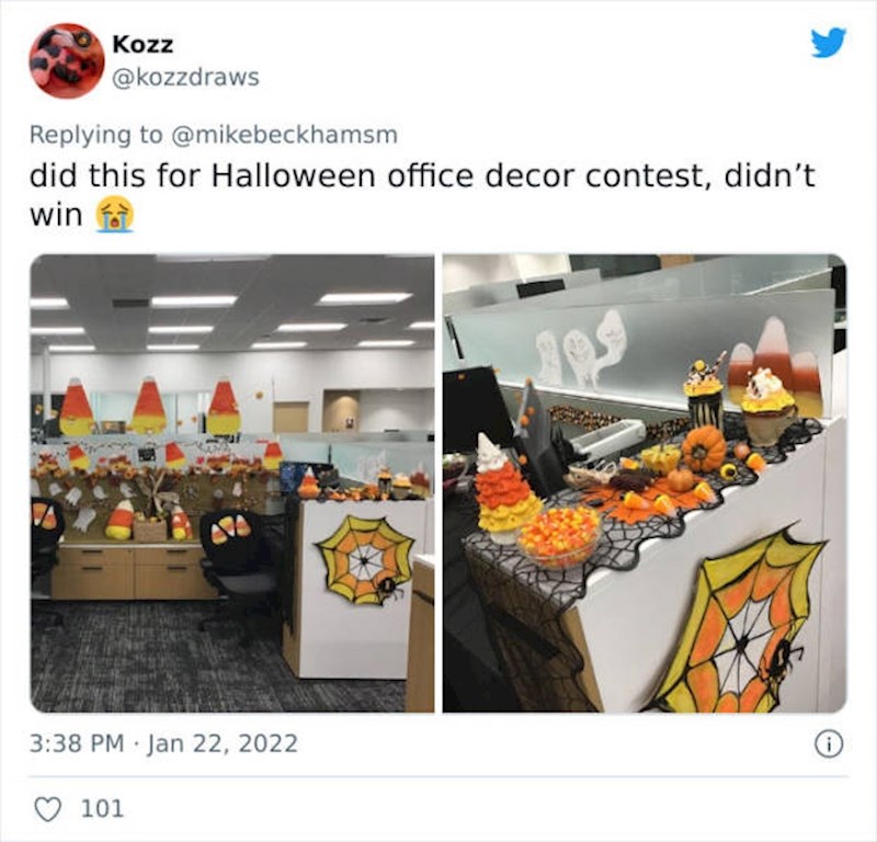 16. Zamislite, napravio je ovo za uredsko natjecanje u najboljoj dekoraciji stola povodom Noći vještica. I nije pobijedio!