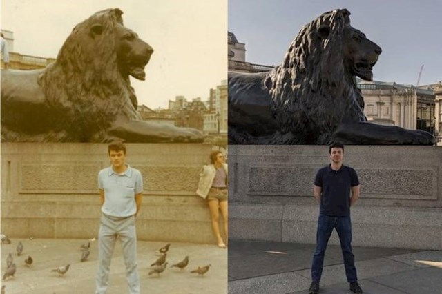 "Moj tata i na istom mjestu na Trafalgarskom trgu. Uz 40 godina razlike."