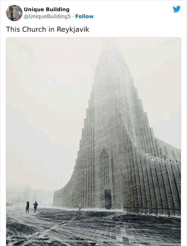 7. Crkva u Reykjaviku na Islandu