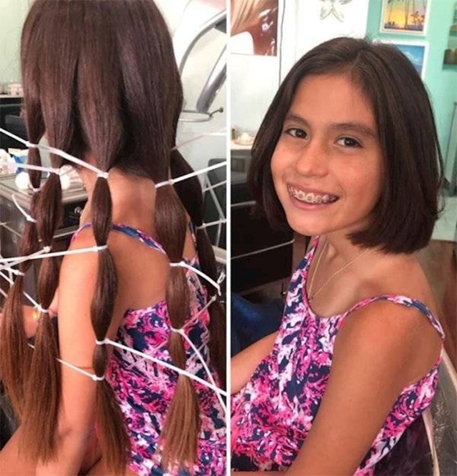 4. 12-godišnja djevojčica donirala je svoju prekrasnu dugu kosu za izradu perika djeci oboljeloj od raka