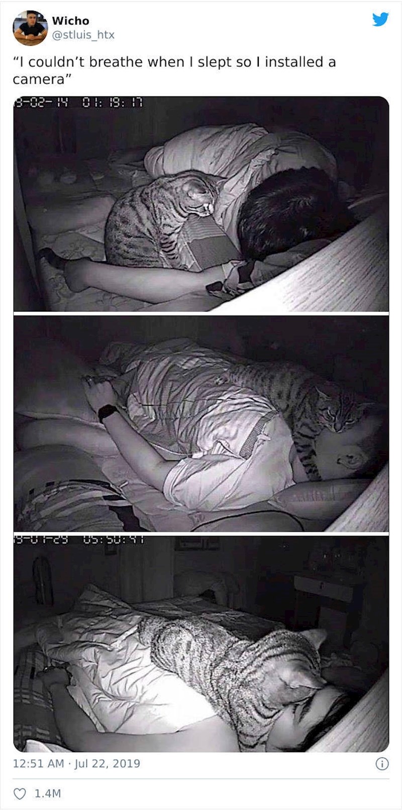 15. "Shvatio sam da mi fali kisika dok spavam, pa sam odlučio instalirati noćnu kameru."
