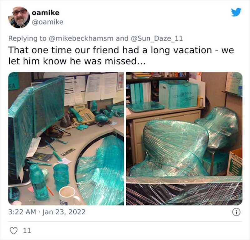 12. "Kolega je bio na dugom odmoru...dali smo mu do znanja da nam je nedostajao!"