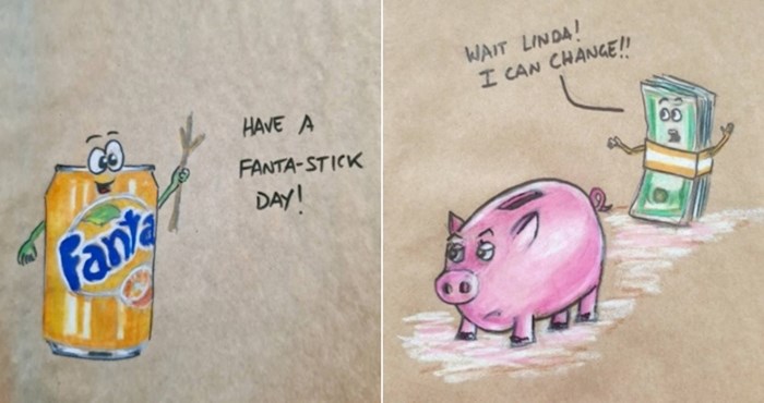 Kreativni tata je osvojio internet simpatičnim stripovima koje crta kćerkama na vrećice za užinu