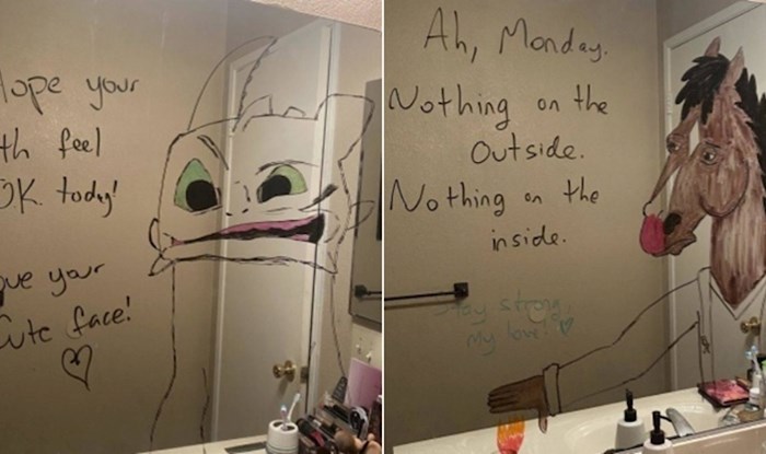 Tip svoju ženu svakoga jutra iznenadi s novim crtežima na ogledalu u kupaonici, internet ih obožava