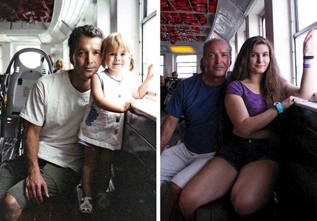 2. Tata i kći na trajektu...razlika između fotografija je 16 godina!