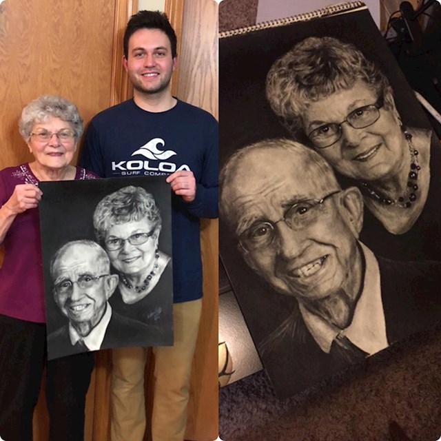 8. "Moj djed nedavno je iznenada preminuo. Napravio sam ovaj portret i poklonio ga baki."