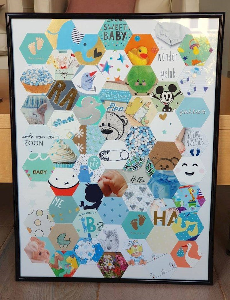 5. Jedna mama napravila je od čestitki povodom rođenja djeteta ovaj preslatki kolaž i poklonila ga jednom rodilištu