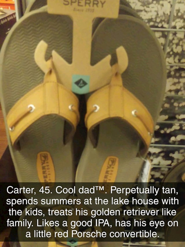 12. Carter (45), kul tata. Poprilično je preplanuo, provodi ljeta na vikendici na jezeru s djecom i zlatnim retriverom kojeg tretira poput obitelji.