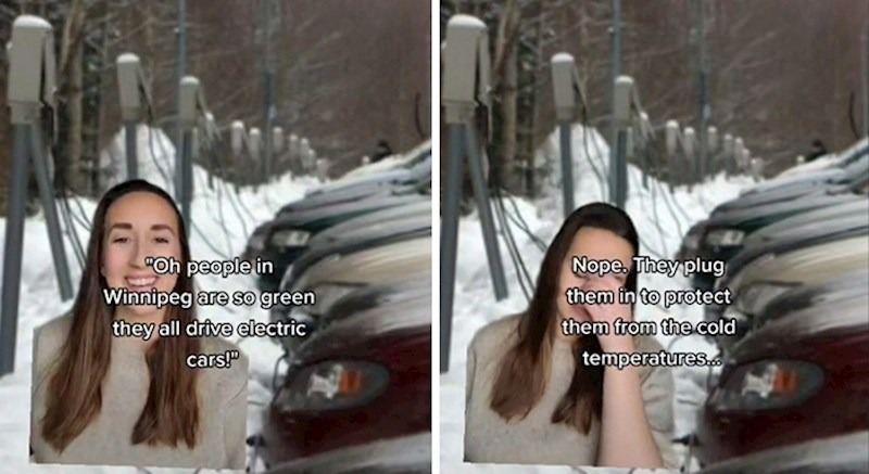8. Ono kad misliš da su kanađani jako ekološki osviješteni i da masovno koriste električne automobile, a oni ih samo ukopčaju na struju da se ne smrznu