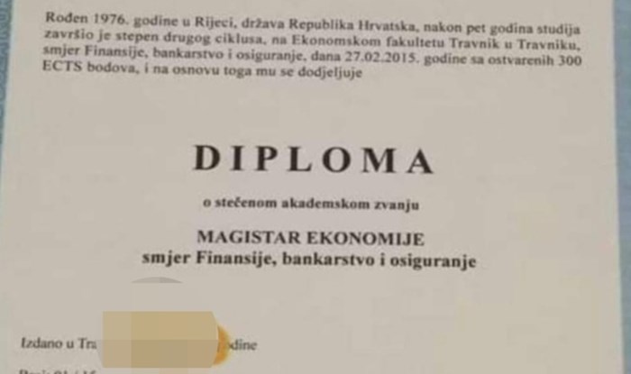 Datum na koji je u Travniku izdana ova diploma otkrio je da je riječ o običnoj muljaži