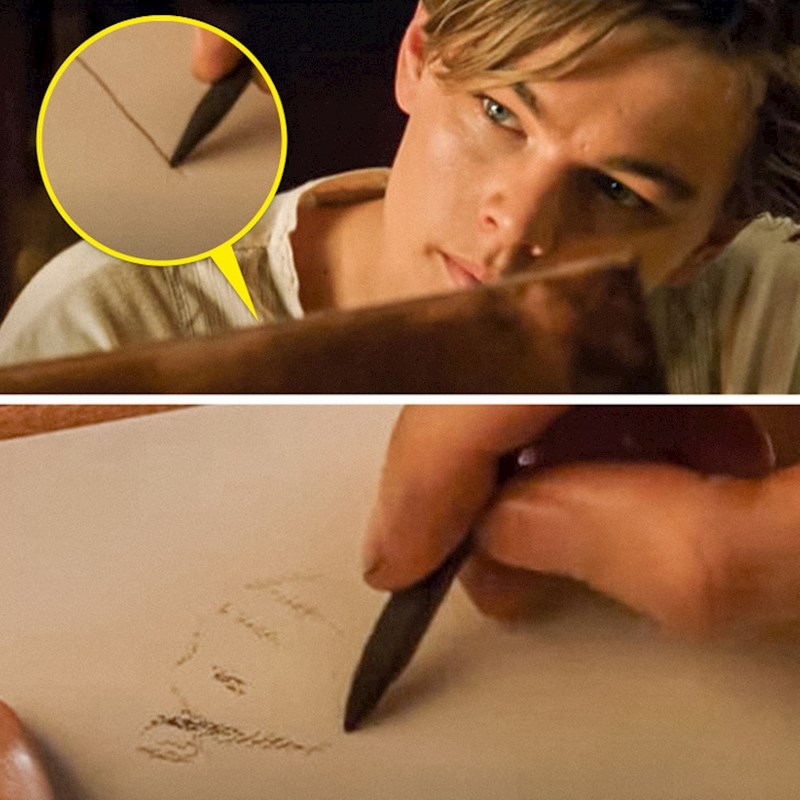 7. Linije koje povlači Jack dok crta Rose nisu autentične