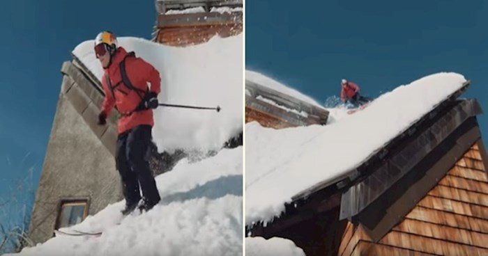 VIDEO Premda okružen planinama, ovaj ljubitelj adrenalina odlučio je skijati niz krovove kuća