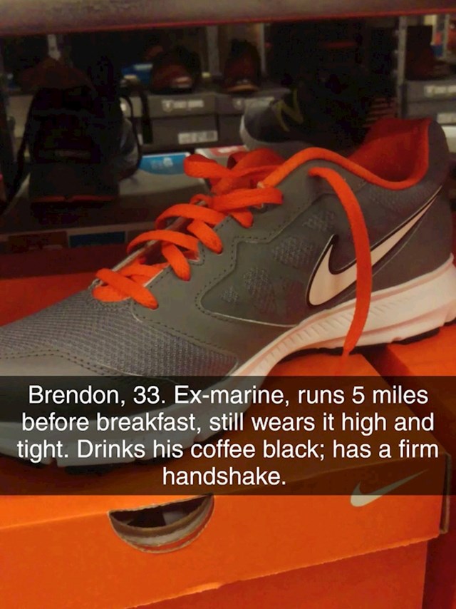 14. Brandon (33). Bivši marinac, trči prije doručka, pije crnu kavu i ima čvrst stisak ruke.